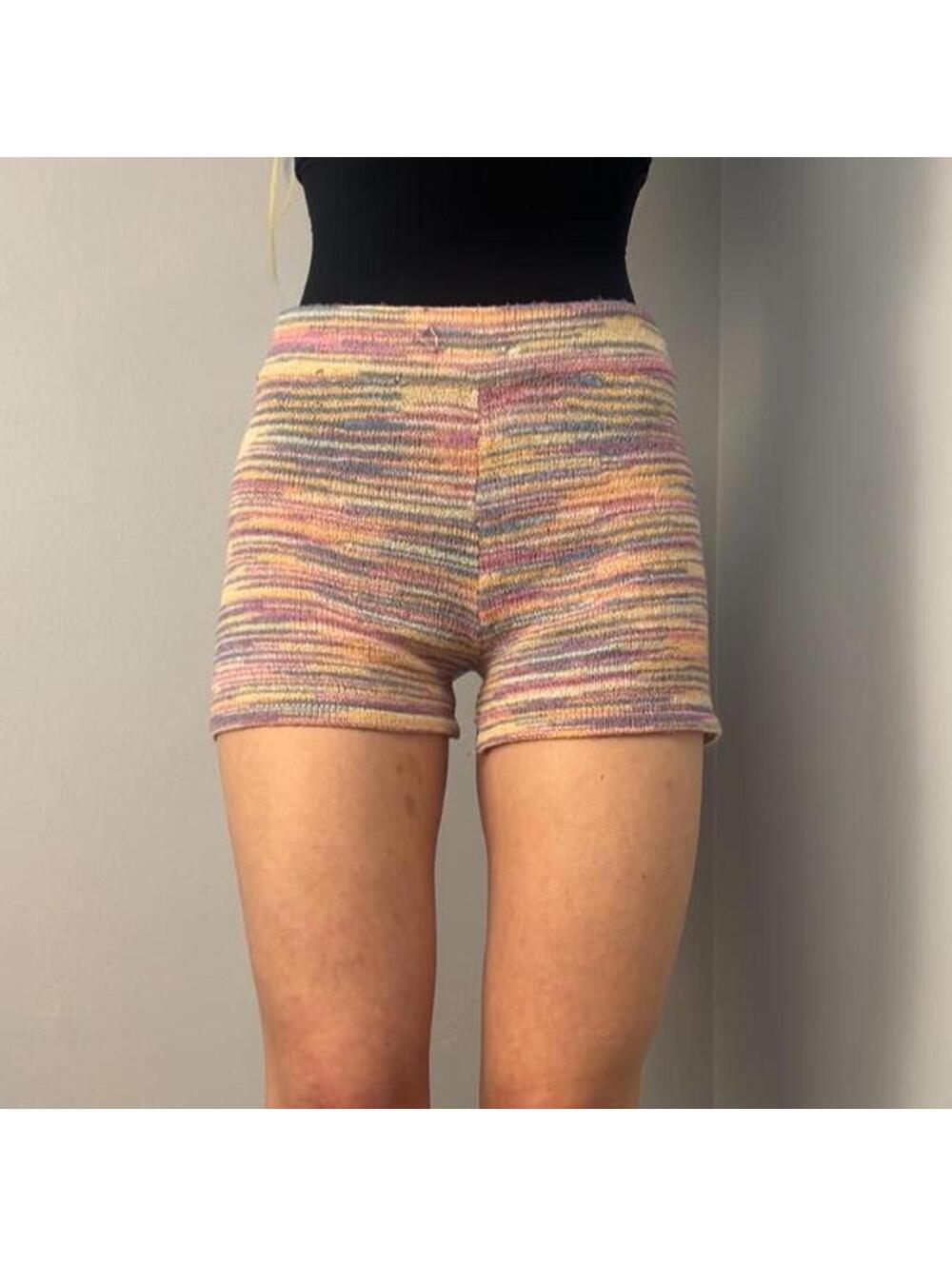 knit summer rainbow mini shorts
